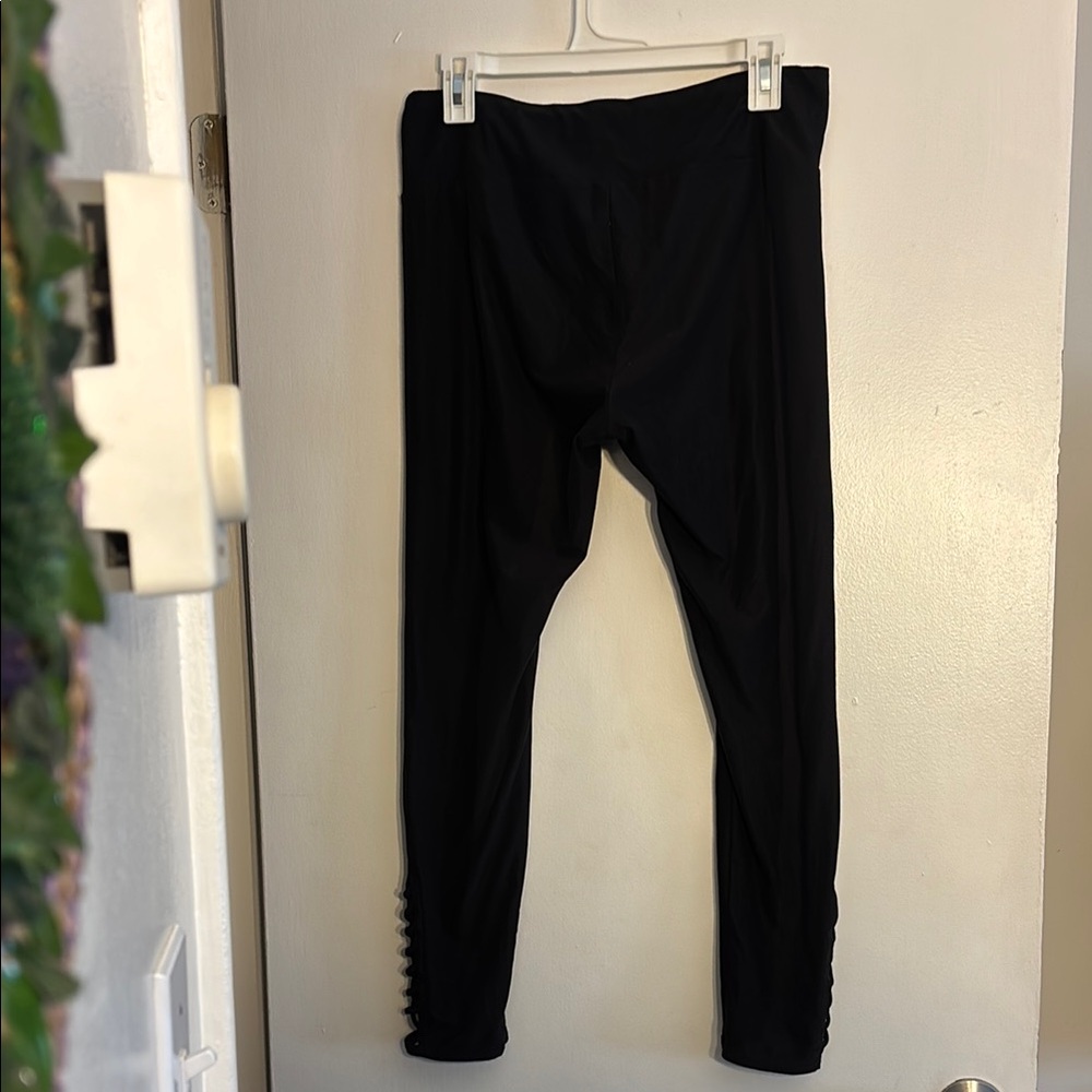 No Boundaries Black Leggings with Criss Cross Detail - Picture 3 of 5